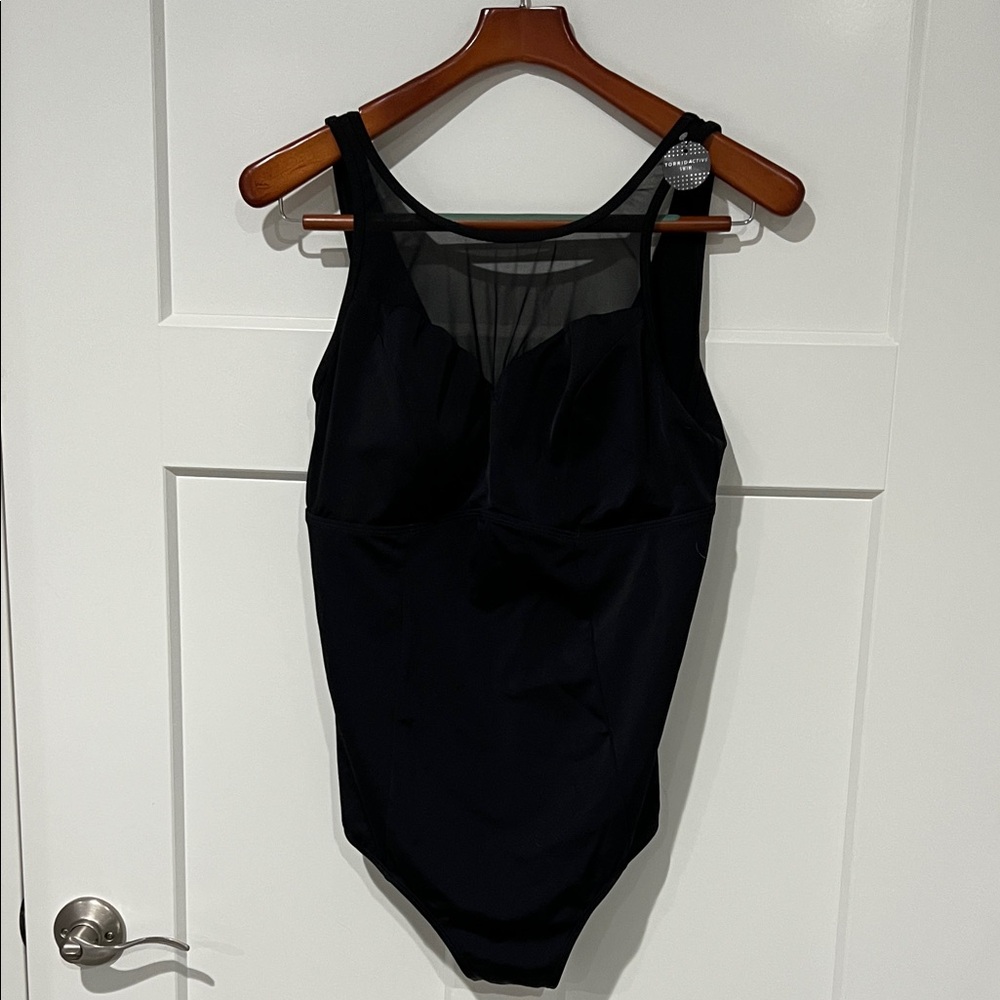 Torrid Black Sheer Panel Swimsuit Sz 1